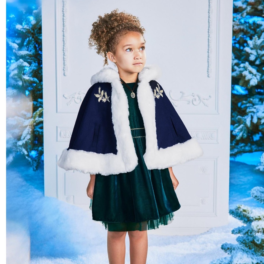 Janie & Jack Frozen Anna Velvet Dress and Faux Fir Cap NWT